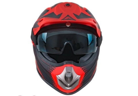 Kask młodzieżowy Enduro z goglami czerwony Kask młodzieżowy Enduro z goglami czerwony
