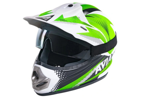 Kask młodzieżowy Enduro z goglami biało-zielony Kask młodzieżowy Enduro z goglami biało-zielony