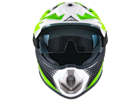 Kask młodzieżowy Enduro z goglami biało-zielony Kask młodzieżowy Enduro z goglami biało-zielony