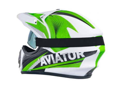 Kask młodzieżowy Enduro z goglami biało-zielony Kask młodzieżowy Enduro z goglami biało-zielony