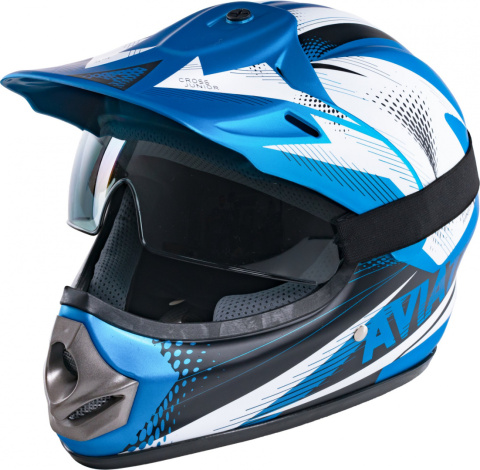 Kask młodzieżowy Enduro z goglami niebieski Kask młodzieżowy Enduro z goglami niebieski