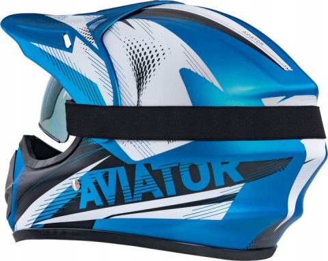 Kask młodzieżowy Enduro z goglami niebieski Kask młodzieżowy Enduro z goglami niebieski