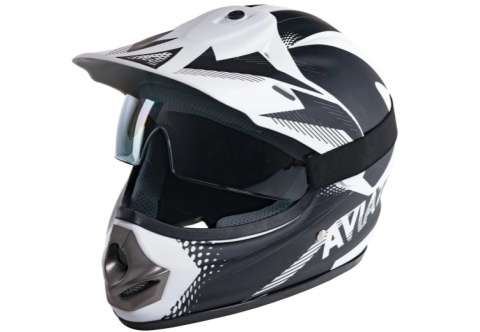 Kask młodzieżowy Enduro z goglami biało-czarny Kask młodzieżowy Enduro z goglami biało-czarny