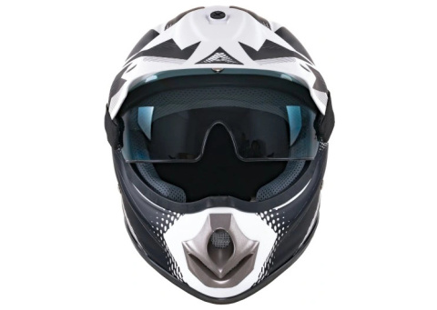 Kask młodzieżowy Enduro z goglami biało-czarny Kask młodzieżowy Enduro z goglami biało-czarny