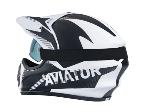 Kask młodzieżowy Enduro z goglami biało-czarny Kask młodzieżowy Enduro z goglami biało-czarny