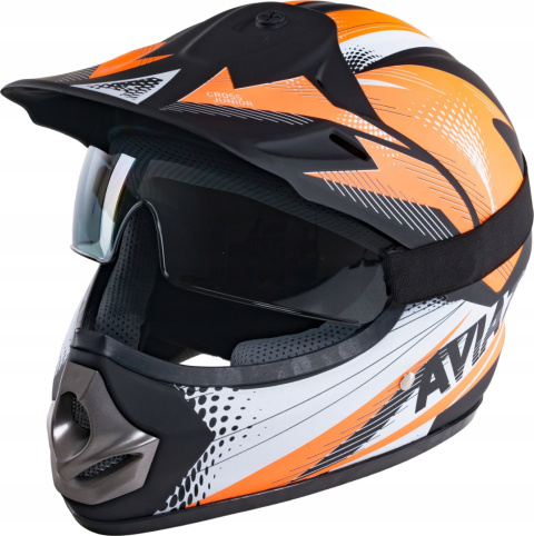 Kask Enduro na hulajnogę z goglami pomarańczowy Kask Enduro na hulajnogę z goglami pomarańczowy