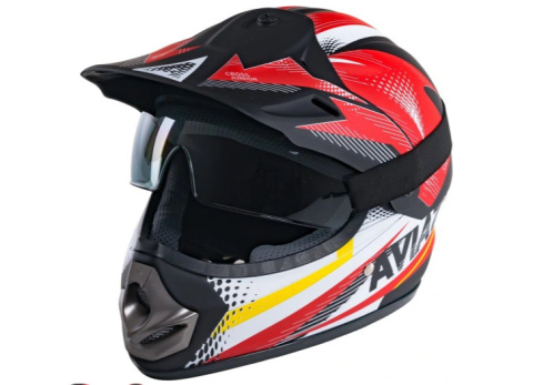 Kask młodzieżowy Enduro z goglami czerwony Kask młodzieżowy Enduro z goglami czerwony