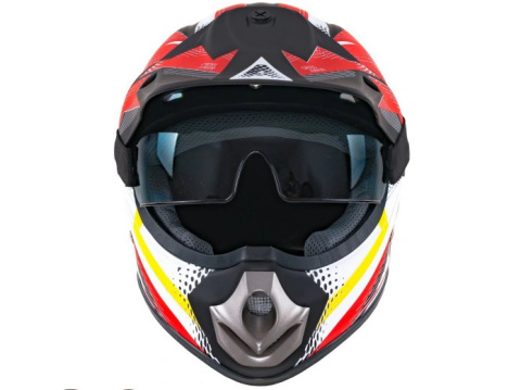 Kask młodzieżowy Enduro z goglami czerwony Kask młodzieżowy Enduro z goglami czerwony