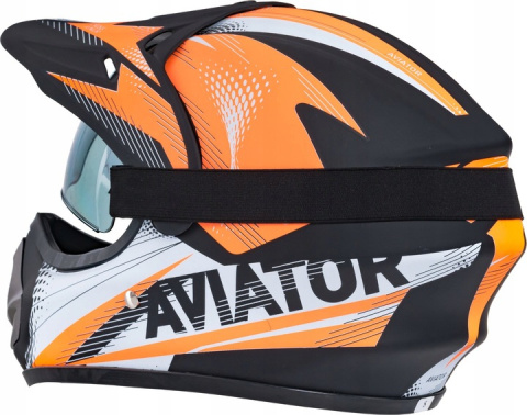 Kask Enduro na hulajnogę z goglami pomarańczowy Kask Enduro na hulajnogę z goglami pomarańczowy
